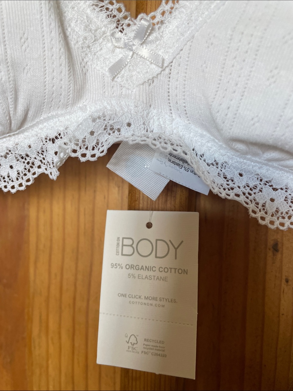 Cotton Lace Triangle Padded Bralette - Picture 6 of 7